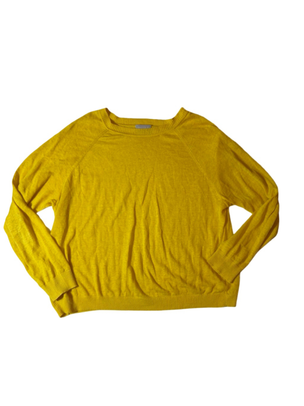PURE Collection 100% Linen Yellow Lightweight Knit Sweater Coastal Women’s